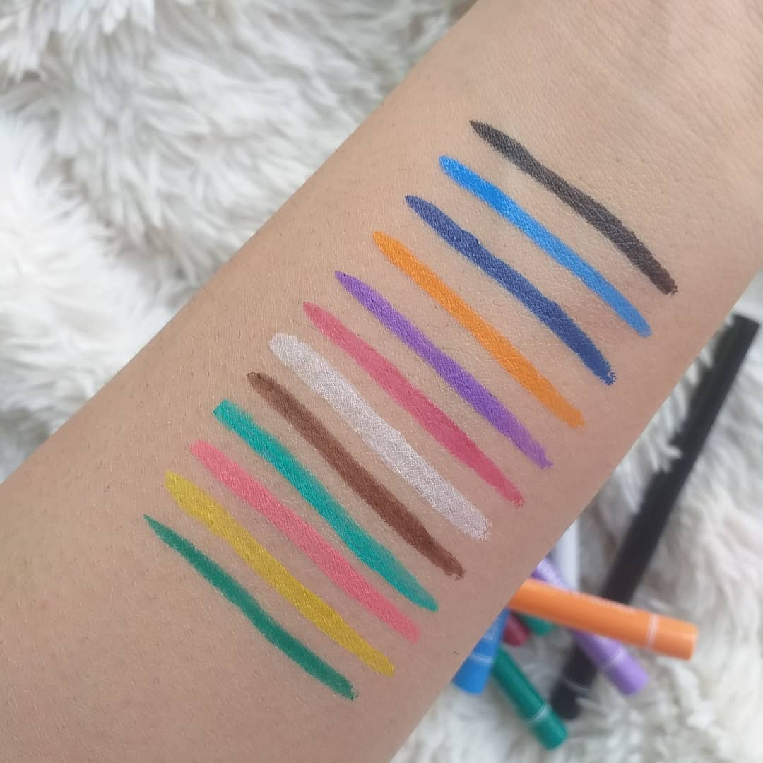 Miss Demi Pack of 12 Waterproof Colorful Liquid Eyeliner Markers – Smudge-Proof & Quick-Dry