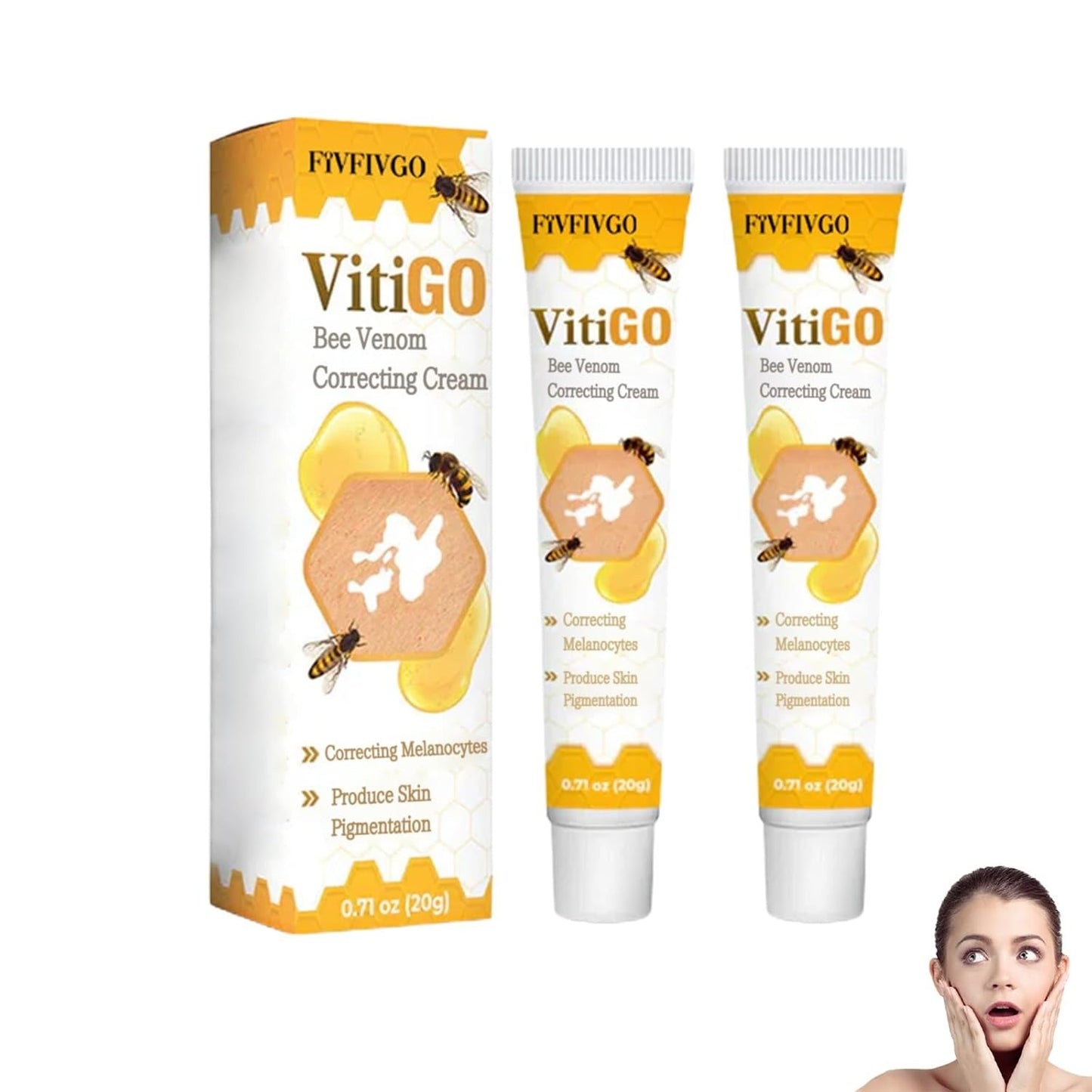 Fivfivgo Vitigo Bee Venom Correcting Cream 20g | Skin Tone Balancing And Pigmentation Repair Cream
