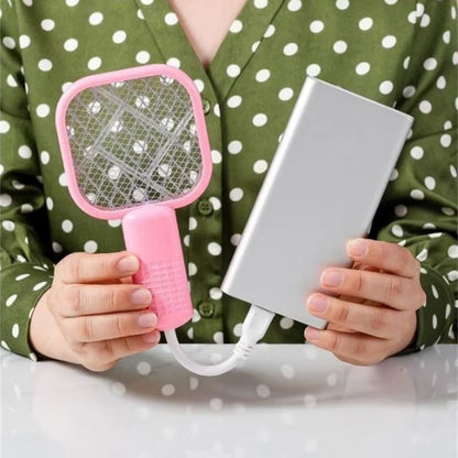 Mini USB Rechargeable Mosquito Racket With UV Light – Portable Electric Bug Zapper & Fly Swatter