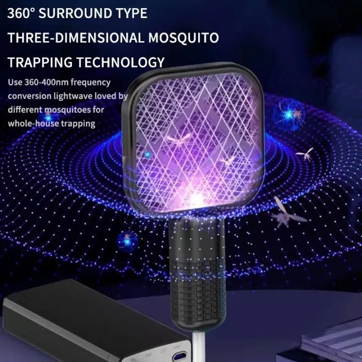 Mini USB Rechargeable Mosquito Racket With UV Light – Portable Electric Bug Zapper & Fly Swatter
