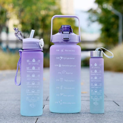 Sports Water Bottles 3 Pcs Set With Leak Proof Flip Top Lid (Random Color)