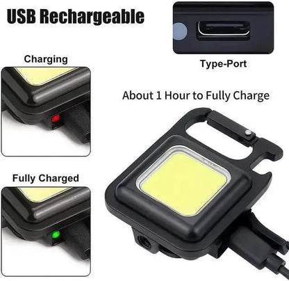 COB Rechargeable Keychain Light – Mini Portable LED Flashlight With USB Charging