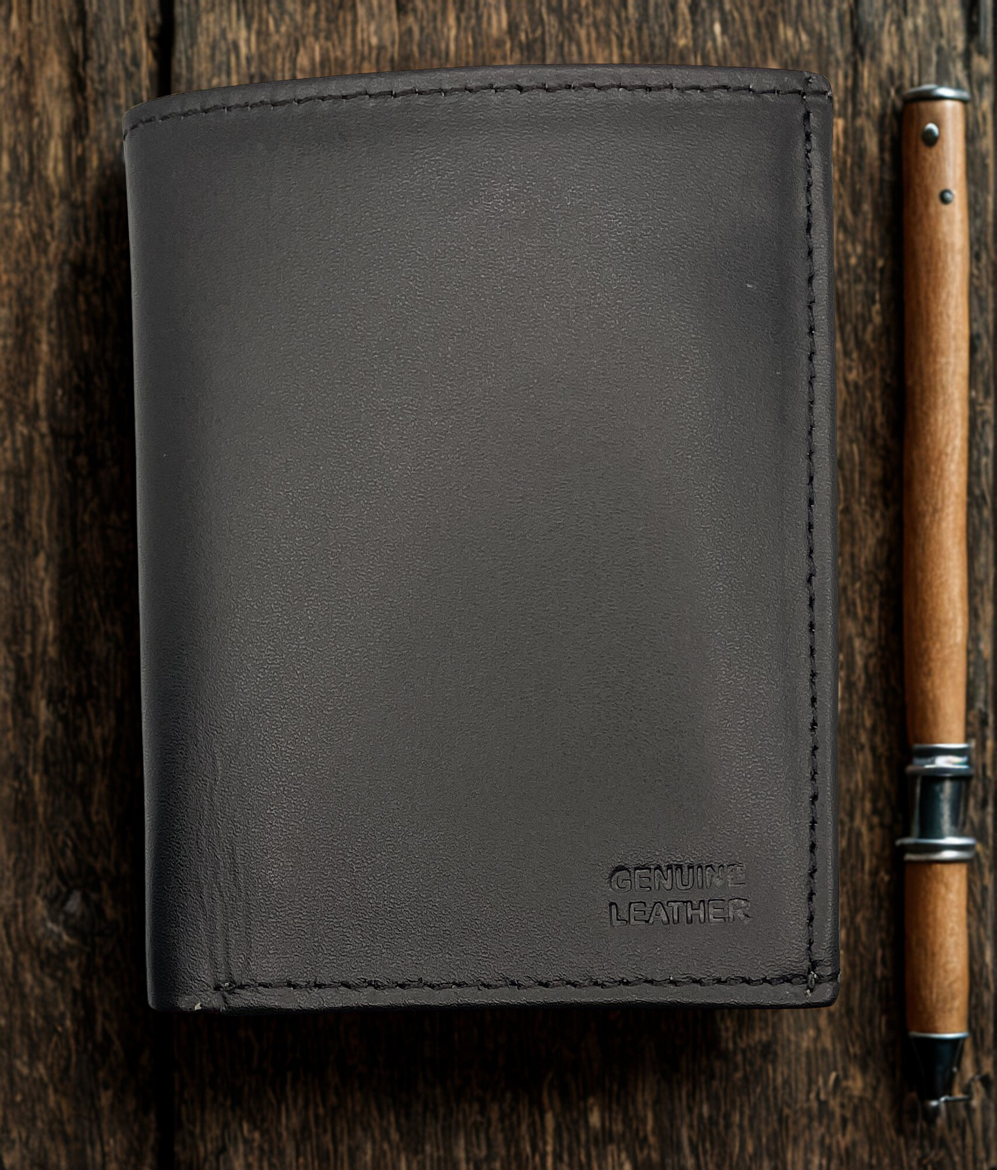 Black specious genuine leather wallet