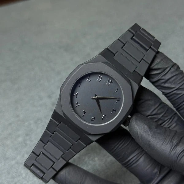 Original black arabic aura watch in steel