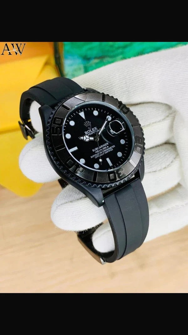 Rolex strap black with black rotating dial