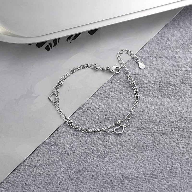 Double Chain Heart Bracelet – Perfect Birthday Gift for Girls